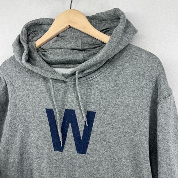 CHICAGO CUBS Hoodie Adult XL NEW ERA Fly the W Flag MLB Fleece Sweatshirt Gray - Picture 7 of 16